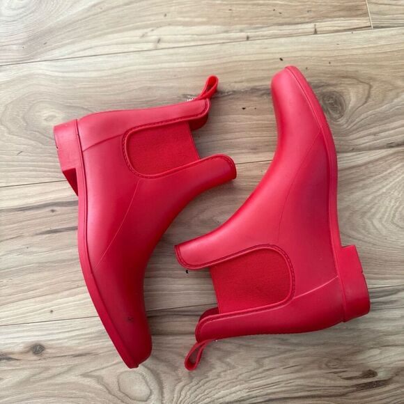 SAM EDELMAN | Tinsley Red Ankle Rain Chelsea Boots Booties Rubber | Size 9 - Picture 7 of 9